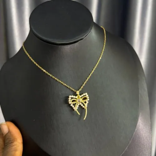 Golden Belle Bow Zirconia Necklace