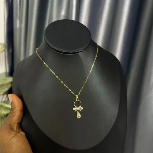 Crystal Ribbon Drop Necklace