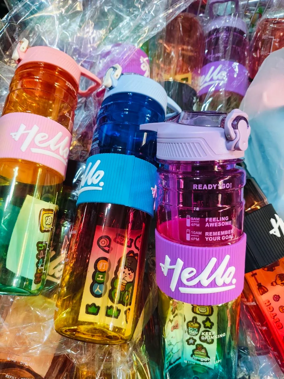 1000ml transparent hello bottle