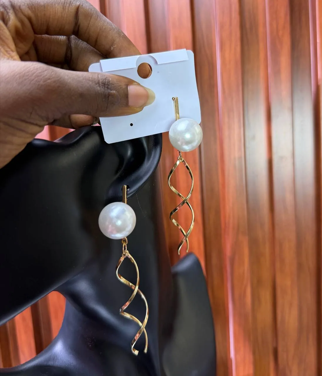 Metal Pearl Drop Earrings