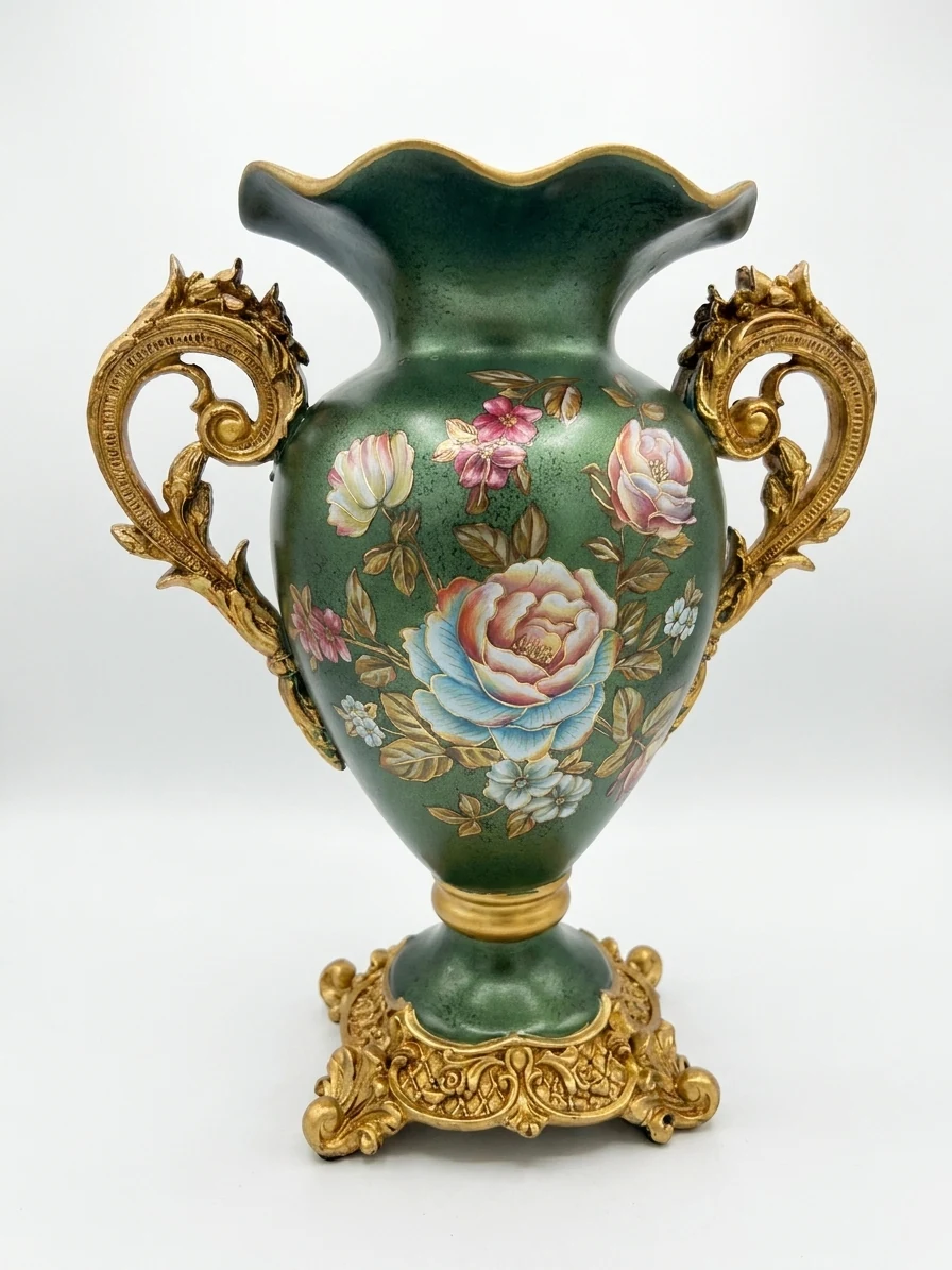 Emerald Elegance Floral Vase