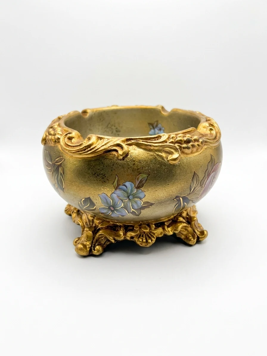 Golden Bloom Antique Bowl