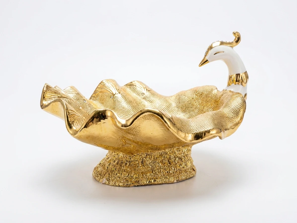 Golden Plumage Peacock Bowl
