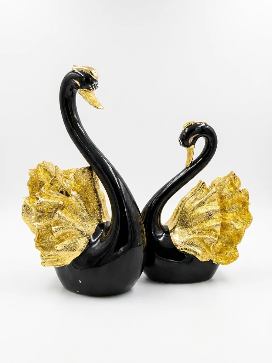 Golden Embrace Swan Sculpture