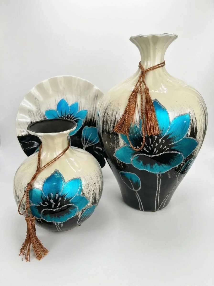 Turquoise Bloom Trio Vase Set