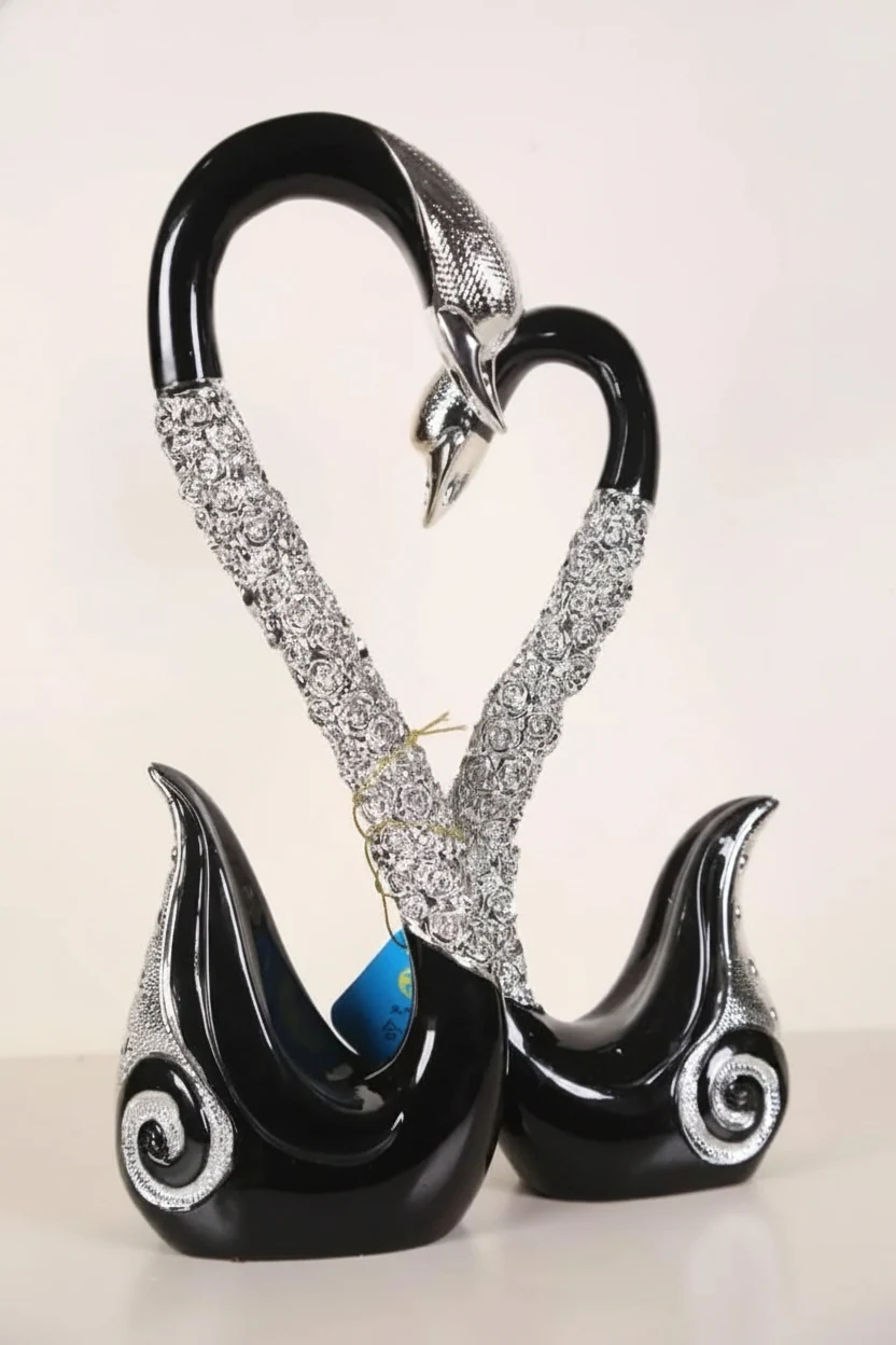 Silver Grace Swan Duo Sculpture