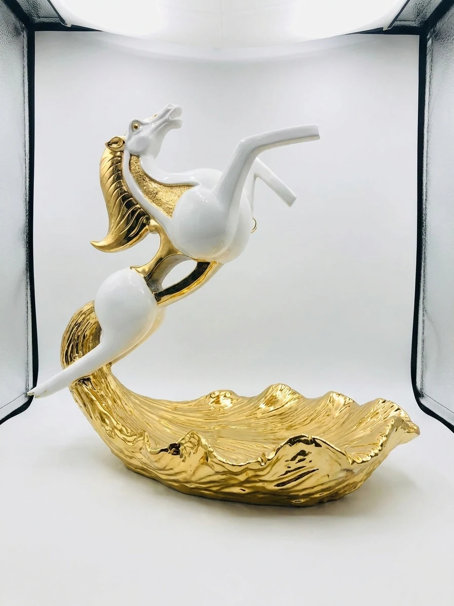 Golden Wave Stallion Sculpture