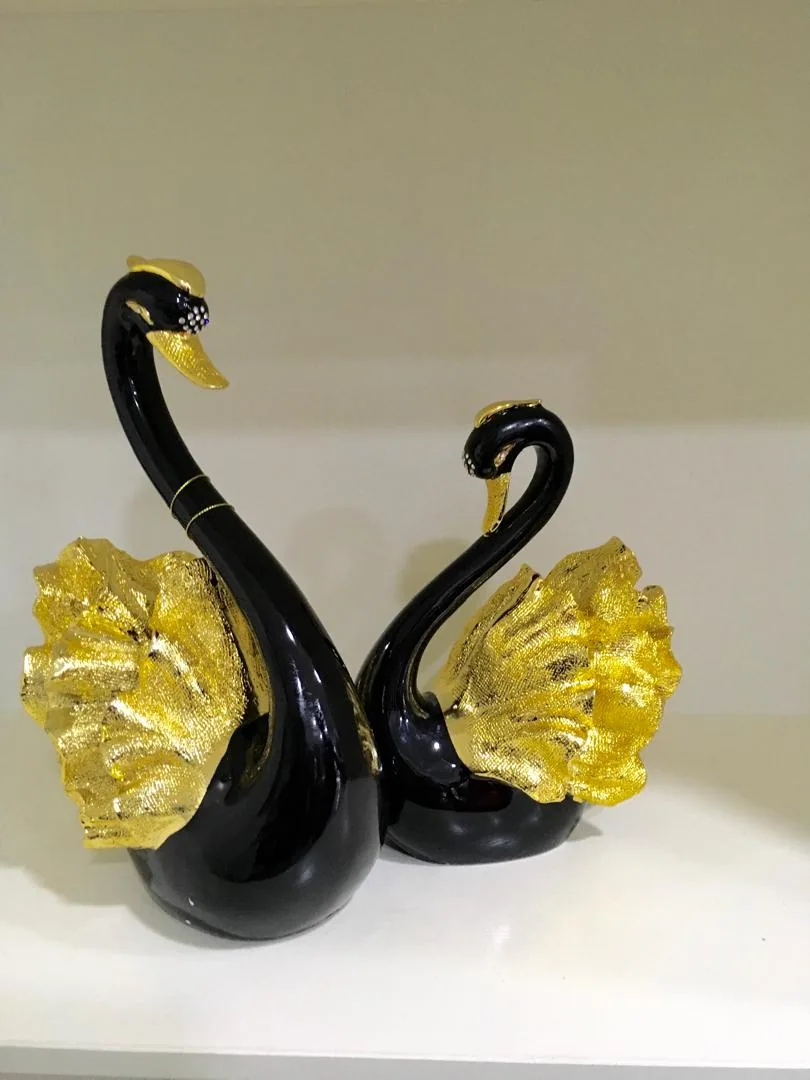 Golden Heart Swan Sculpture