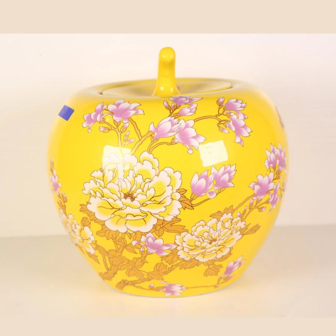 Sunlit Blossom Ceramic Jar