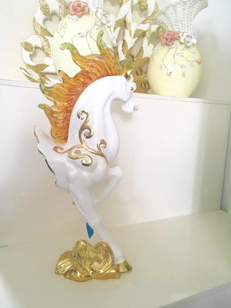 Golden Flame Horse Duo Figurines